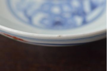 江戸期　古伊万里　大明年製　色絵染付　蓋茶碗3客(上手物古伊万里)(R-044632)