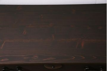 アンティーク家具　大正期　古箪笥リメイク　総桐材　丸金具がアクセントの脚付きリビングボード(テレビ台、テレビボード)(R-044638)