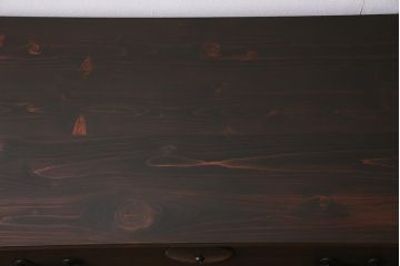 アンティーク家具　大正期　古箪笥リメイク　総桐材　丸金具がアクセントの脚付きリビングボード(テレビ台、テレビボード)(R-044639)