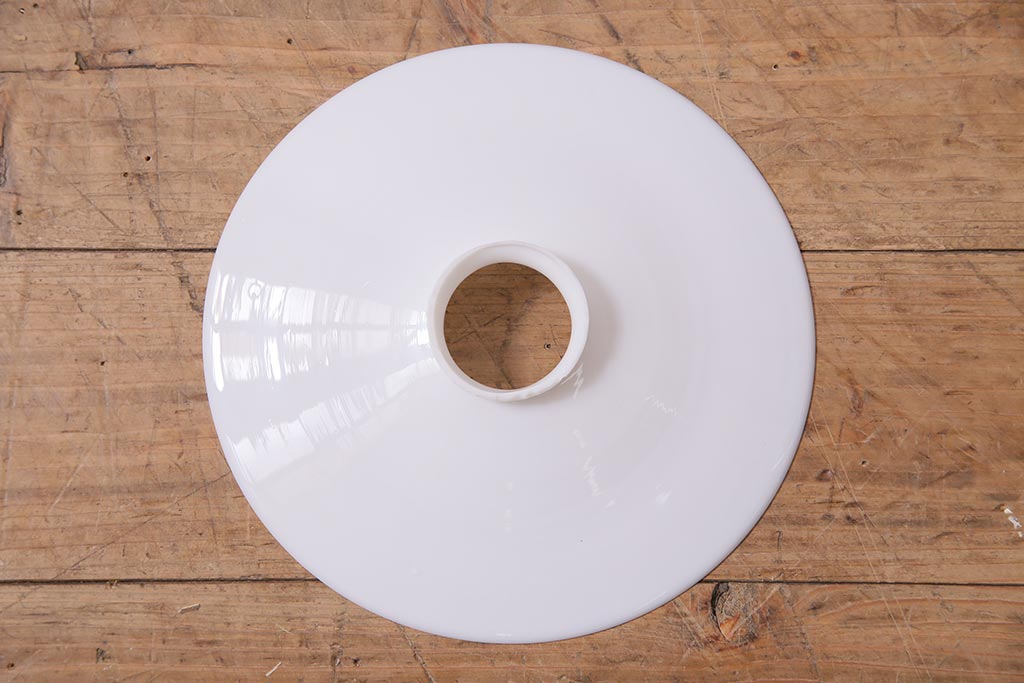 アンティーク照明　戦前　レトロな平笠シェードのペンダントライト(天井照明、吊り下げ照明、電笠)(R-044640)