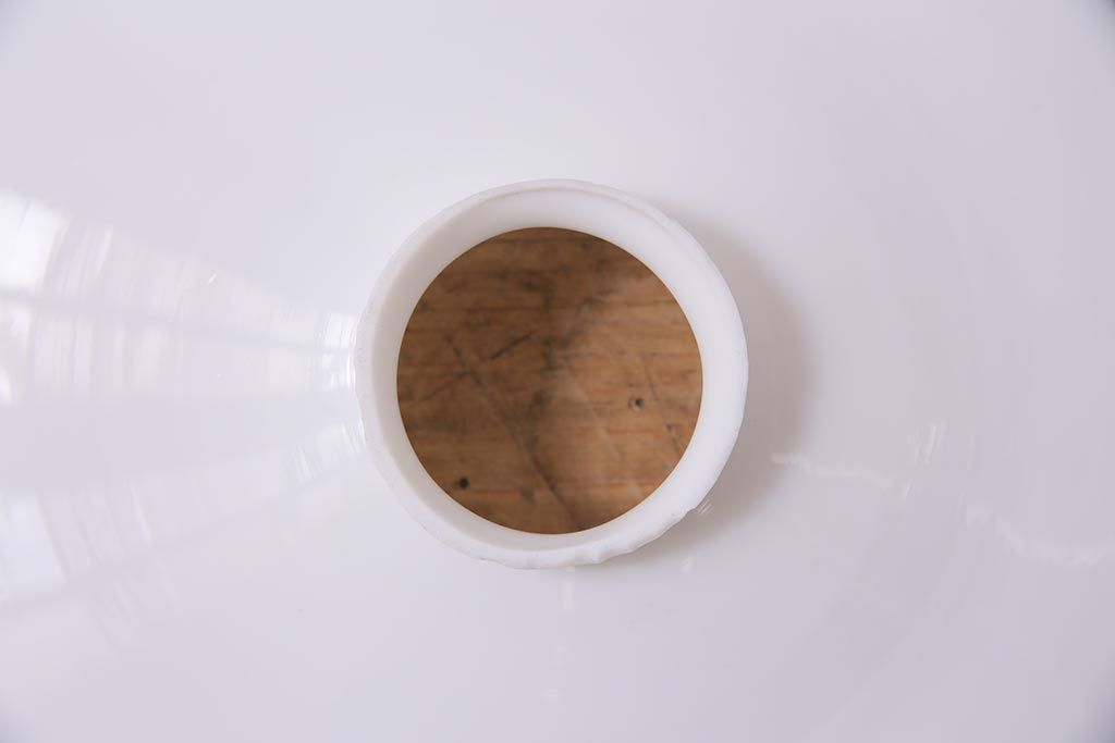 アンティーク照明　戦前　レトロな平笠シェードのペンダントライト(天井照明、吊り下げ照明、電笠)(R-044640)