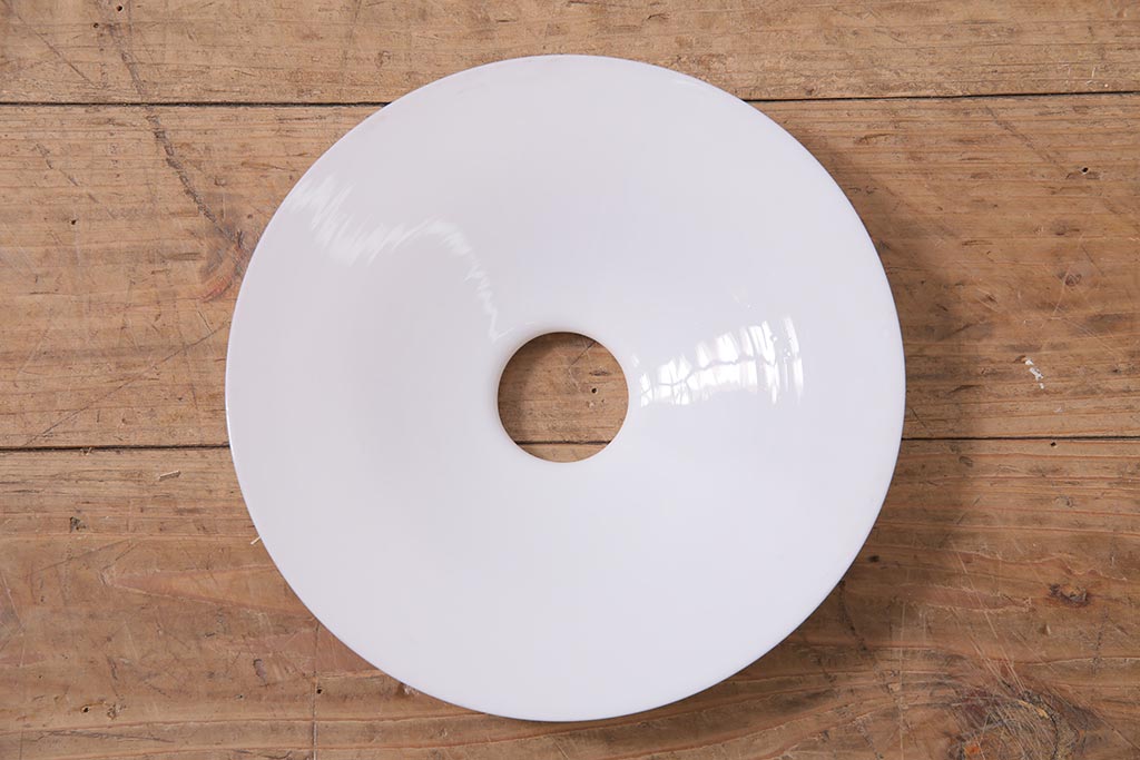 アンティーク照明　戦前　レトロな平笠シェードのペンダントライト(天井照明、吊り下げ照明、電笠)(R-044640)