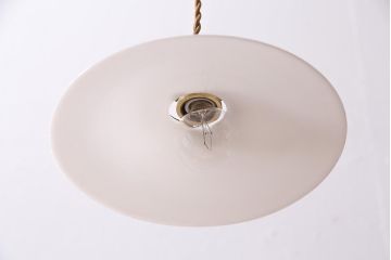 アンティーク照明　戦前　レトロな平笠シェードのペンダントライト(天井照明、吊り下げ照明、電笠)(R-044641)