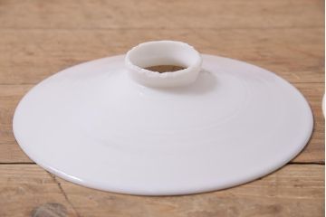 アンティーク照明　戦前　レトロな平笠シェードのペンダントライト2個セット(天井照明、吊り下げ照明、電笠)(R-044644)