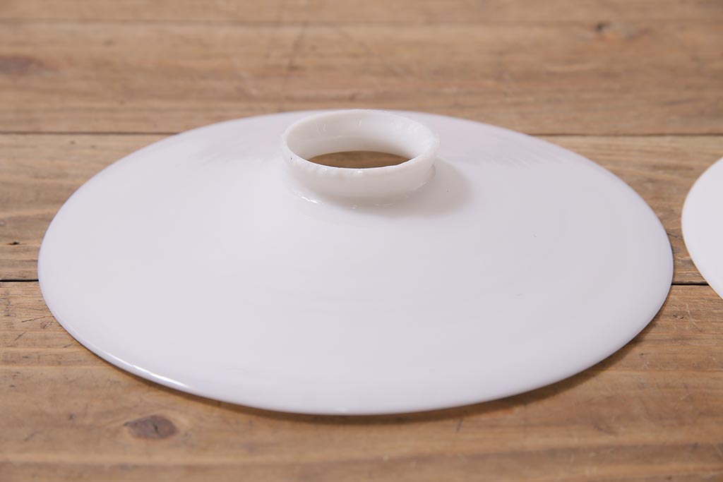 アンティーク照明　戦前　レトロな平笠シェードのペンダントライト2個セット(天井照明、吊り下げ照明、電笠)(R-044645)