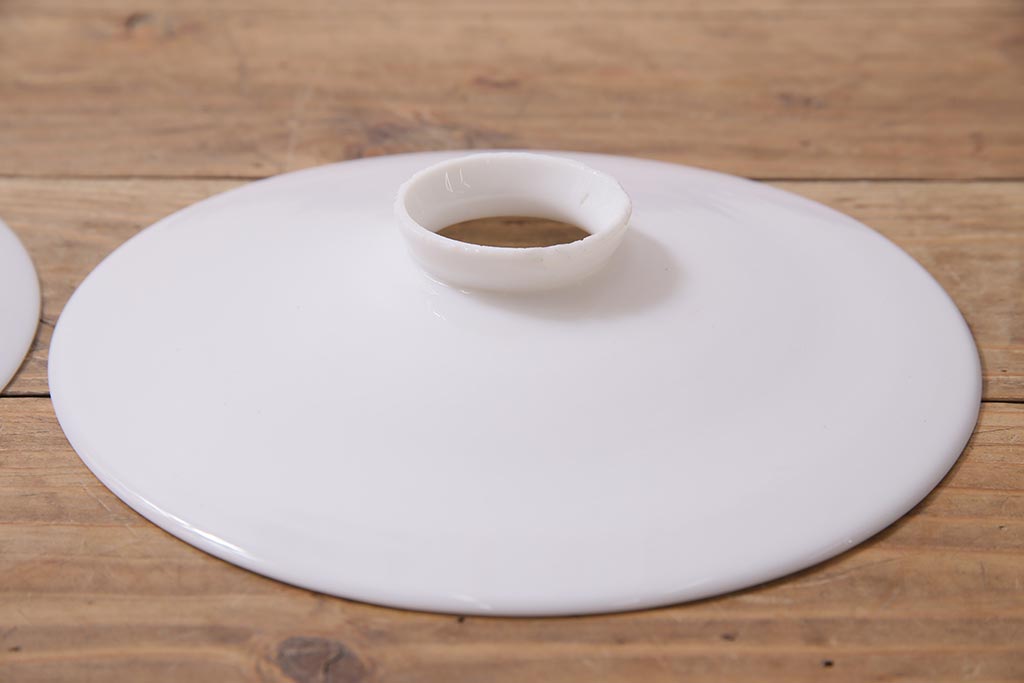 アンティーク照明　戦前　レトロな平笠シェードのペンダントライト2個セット(天井照明、吊り下げ照明、電笠)(R-044645)