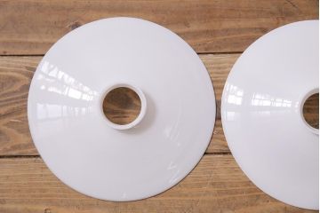 アンティーク照明　戦前　レトロな平笠シェードのペンダントライト2個セット(天井照明、吊り下げ照明、電笠)(R-044646)