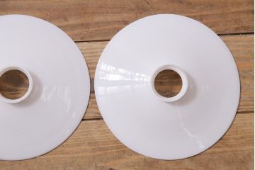 アンティーク照明　戦前　レトロな平笠シェードのペンダントライト2個セット(天井照明、吊り下げ照明、電笠)(R-044646)