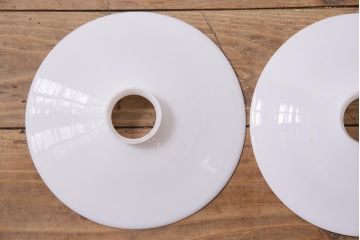 アンティーク照明　戦前　レトロな平笠シェードのペンダントライト2個セット(天井照明、吊り下げ照明、電笠)(R-044647)