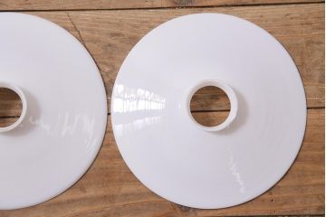 アンティーク照明　戦前　レトロな平笠シェードのペンダントライト2個セット(天井照明、吊り下げ照明、電笠)(R-044647)