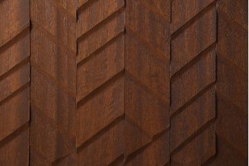 ヴィンテージ建具　両開き　ジグザグ模様の彫りがアクセントのペアドア(親子ドア、木製ドア、扉、ビンテージ)(R-044649)