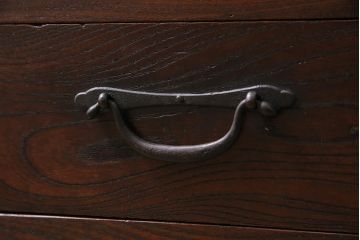 アンティーク家具　前面欅(ケヤキ)材　リメイク　組子入り引き戸の箪笥ローボード(戸棚、テレビ台、テレビボード、時代箪笥)(R-044656)