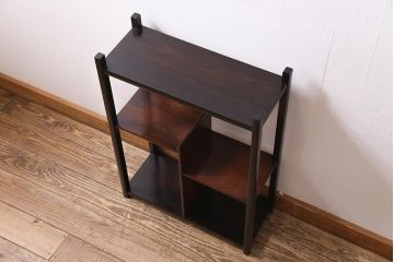 アンティーク家具　明治大正期　総紫檀材　唐木　シンプルながらも趣ただよう時代物の飾り棚(茶棚、違い棚、オープンラック)(R-044658)
