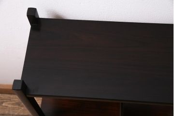 アンティーク家具　明治大正期　総紫檀材　唐木　シンプルながらも趣ただよう時代物の飾り棚(茶棚、違い棚、オープンラック)(R-044658)