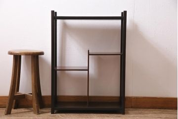 アンティーク家具　明治大正期　総紫檀材　唐木　シンプルながらも趣ただよう時代物の飾り棚(茶棚、違い棚、オープンラック)(R-044658)