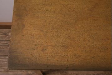 レトロ家具　昭和中期　ナラ材　昭和レトロな雰囲気漂う平机(コンソールテーブル、デスク、在宅ワーク、在宅用)(R-044664)