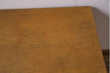 レトロ家具　昭和中期　ナラ材　昭和レトロな雰囲気漂う平机(コンソールテーブル、デスク、在宅ワーク、在宅用)(R-044664)