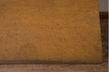 レトロ家具　昭和中期　ナラ材　昭和レトロな雰囲気漂う平机(コンソールテーブル、デスク、在宅ワーク、在宅用)(R-044664)