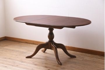 イギリスヴィンテージ　ERCOL(アーコール)　オーバル型エクステンションテーブル(ダイニングテーブル、ラウンドテーブル、ビンテージ)(R-044665)