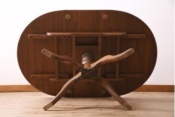 イギリスヴィンテージ　ERCOL(アーコール)　オーバル型エクステンションテーブル(ダイニングテーブル、ラウンドテーブル、ビンテージ)(R-044665)
