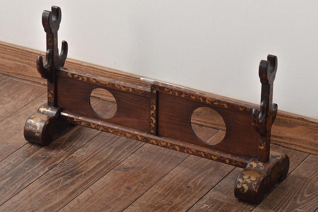 江戸〜明治　金唐草蒔絵　刀掛け(武具、刀装具)(R-044670)