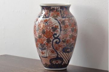 江戸元禄期　古伊万里色絵花瓶文　花瓶(花入れ、花器)(R-044671)