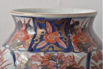江戸元禄期　古伊万里色絵花瓶文　花瓶(花入れ、花器)(R-044671)