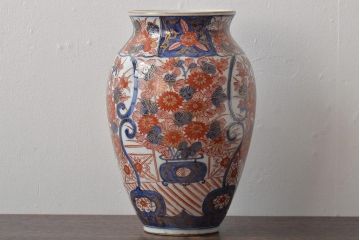 江戸元禄期　古伊万里色絵花瓶文　花瓶(花入れ、花器)(R-044671)