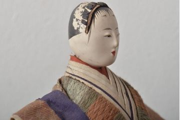 江戸期　古い雛人形(お内裏様、男雛女雛、雛道具)(R-044672)