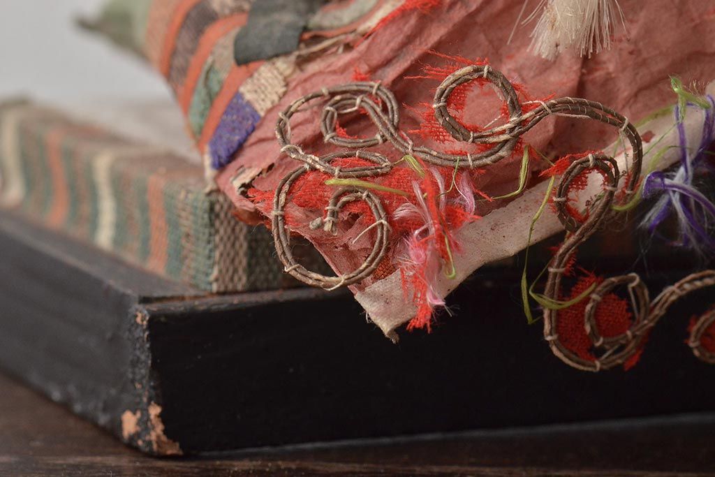 江戸期　古い雛人形(お内裏様、男雛女雛、雛道具)(R-044672)