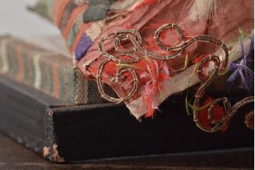 江戸期　古い雛人形(お内裏様、男雛女雛、雛道具)(R-044672)