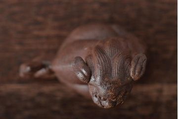 江戸〜明治　備前焼　獅子置物一対(置き物、オブジェ)(R-044679)