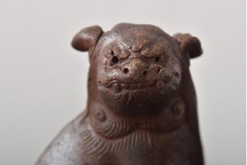 江戸〜明治　備前焼　獅子置物一対(置き物、オブジェ)(R-044679)