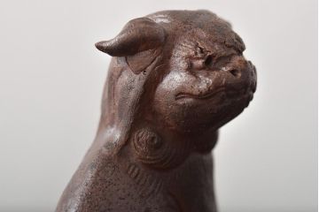 江戸〜明治　備前焼　獅子置物一対(置き物、オブジェ)(R-044679)