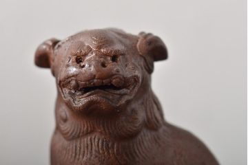 江戸〜明治　備前焼　獅子置物一対(置き物、オブジェ)(R-044679)