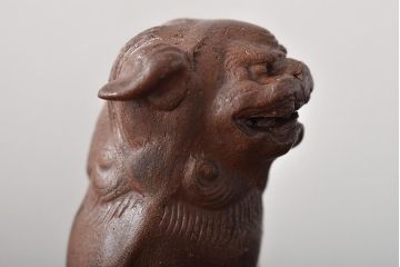 江戸〜明治　備前焼　獅子置物一対(置き物、オブジェ)(R-044679)