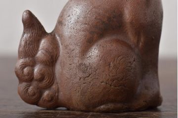 江戸〜明治　備前焼　獅子置物一対(置き物、オブジェ)(R-044679)