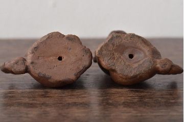 江戸〜明治　備前焼　獅子置物一対(置き物、オブジェ)(R-044679)