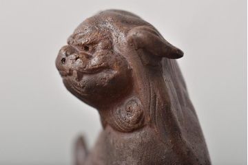 江戸〜明治　備前焼　獅子置物一対(置き物、オブジェ)(R-044679)