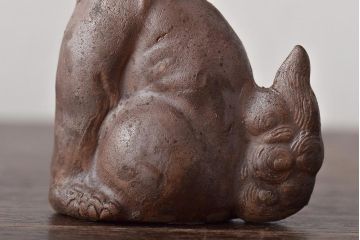 江戸〜明治　備前焼　獅子置物一対(置き物、オブジェ)(R-044679)
