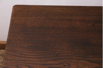 アンティーク家具　古材リメイク　欅(ケヤキ)材一枚板　鉄脚テーブル(サイドテーブル、カフェテーブル)(R-044682)