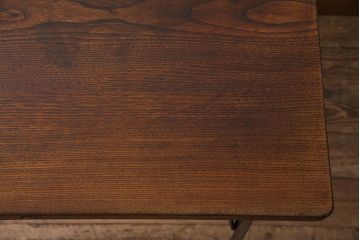 アンティーク家具　古材リメイク　欅(ケヤキ)材一枚板　鉄脚テーブル(サイドテーブル、カフェテーブル)(R-044682)