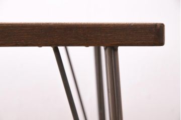アンティーク家具　古材リメイク　欅(ケヤキ)材一枚板　鉄脚テーブル(サイドテーブル、カフェテーブル)(R-044682)