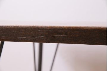 アンティーク家具　古材リメイク　欅(ケヤキ)材一枚板　鉄脚テーブル(サイドテーブル、カフェテーブル)(R-044682)