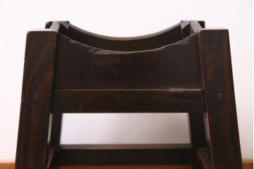 明治大正期　欅(ケヤキ)材　古い刳り貫き和太鼓　台付き(くり貫き長胴太鼓、和楽器)(R-044683)