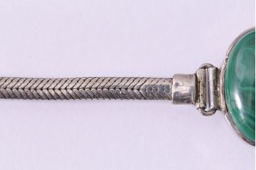 ヴィンテージアクセサリー　イギリス　シルバー925　マーブルグリーンのビンテージブレスレット(R-044695)