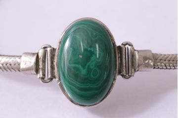 ヴィンテージアクセサリー　イギリス　シルバー925　マーブルグリーンのビンテージブレスレット(R-044695)