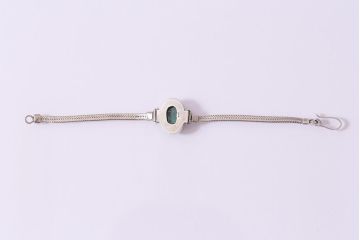 ヴィンテージアクセサリー　イギリス　シルバー925　マーブルグリーンのビンテージブレスレット(R-044695)