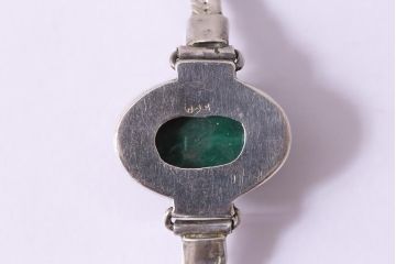 ヴィンテージアクセサリー　イギリス　シルバー925　マーブルグリーンのビンテージブレスレット(R-044695)