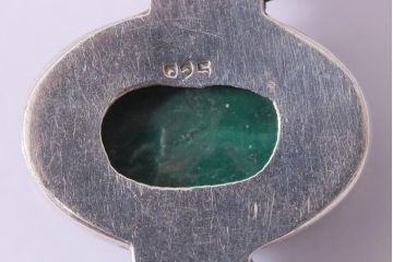 ヴィンテージアクセサリー　イギリス　シルバー925　マーブルグリーンのビンテージブレスレット(R-044695)